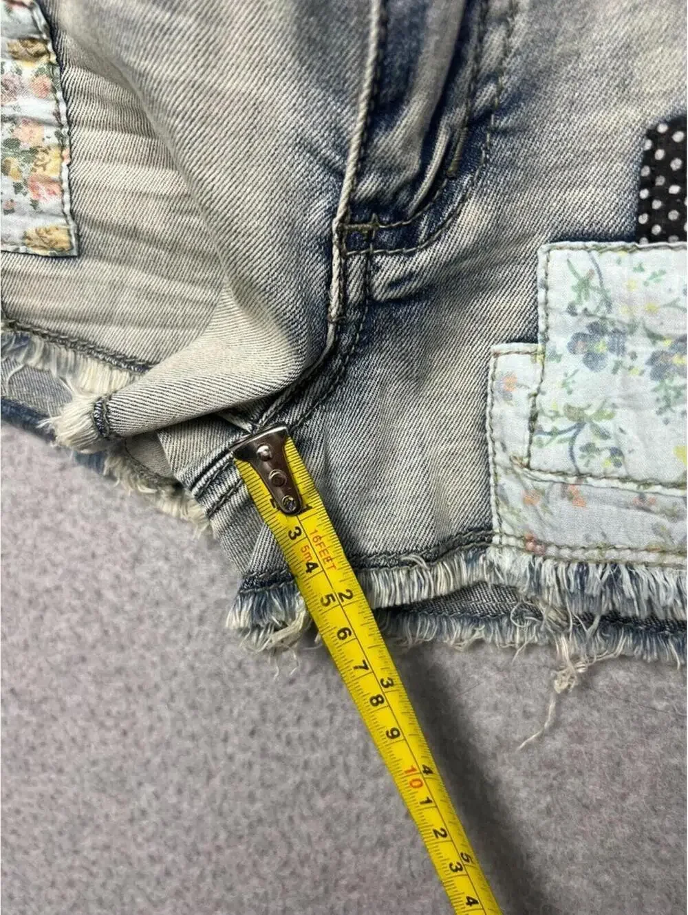 VTG Y2k 90s patchwork Micro Mini Denim Jeans Shorts S Iris Jeans Modern Vintage